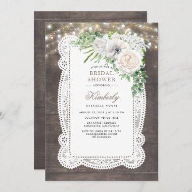 Rustic Country Chic Floral Bridal Shower Invitations