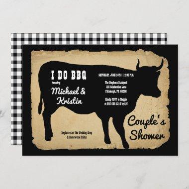 Rustic Country Cow Couple's Shower I DO BBQ Invitations