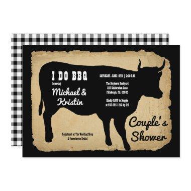 Rustic Country Cow Couple's Shower I DO BBQ Invitations