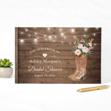 Rustic Country Cowgirl Boots Floral Bridal Shower Guest Book