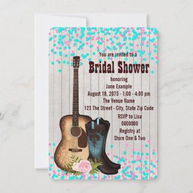 Rustic Country Cowgirl Bridal Shower Invitations