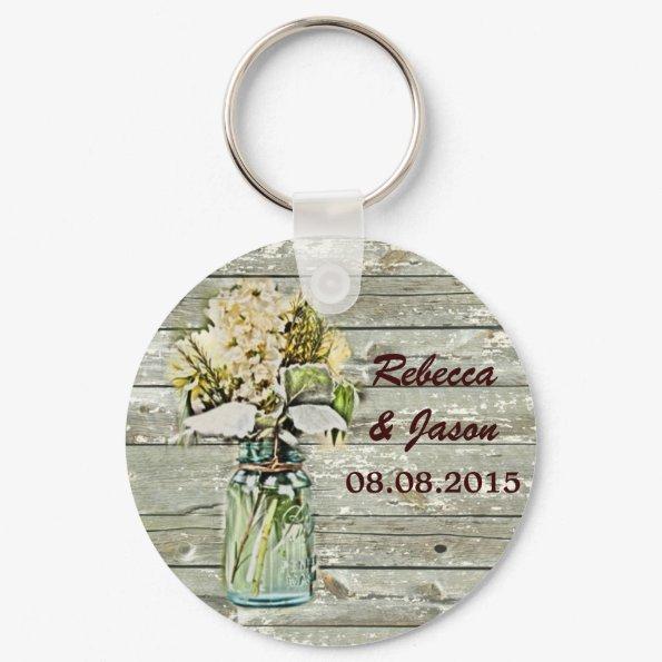 rustic country floral mason jar wedding thank you keychain