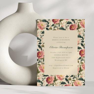 Rustic Country Flower Pink Classic Bridal Luncheon Invitations
