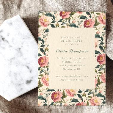 Rustic Country Flower Pink Classic Bridal Shower Invitations