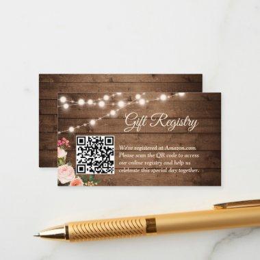 Rustic Country Flowers QR Code Gift Registry Enclosure Invitations