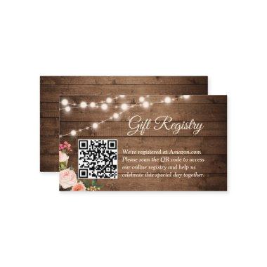 Rustic Country Flowers QR Code Gift Registry Enclosure Invitations