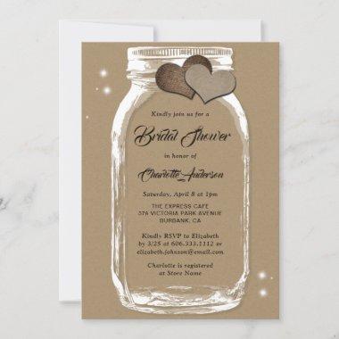 Rustic Country Kraft Paper Mason Jar Bridal Shower Invitations