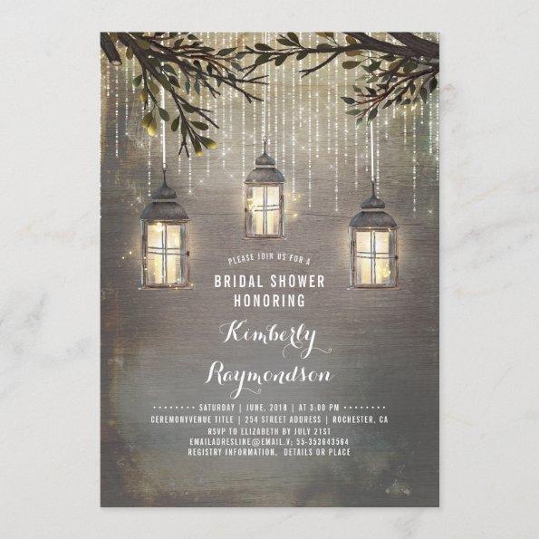Rustic Country Lanterns Garden Bridal Shower Invitations