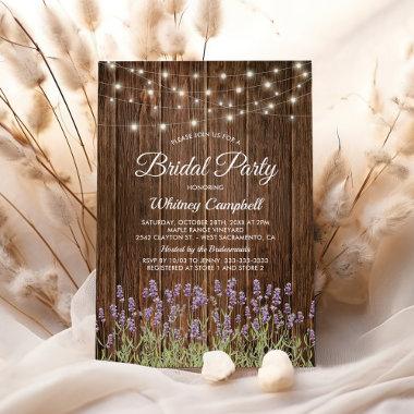 Rustic Country Lavender Lights Bridal Shower Invitations