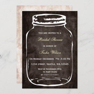 rustic country mason jar Bridal Shower Invitations
