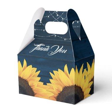 Rustic Country Navy Blue Wood Sunflower Wedding Favor Boxes