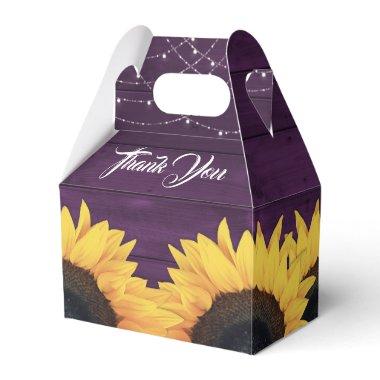 Rustic Country Purple Wood Sunflower Wedding Favor Boxes