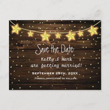 Rustic Country Star Lights Save The Date PostInvitations
