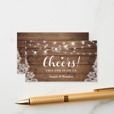 Rustic Country String Lights Drink Ticket Voucher Enclosure Invitations