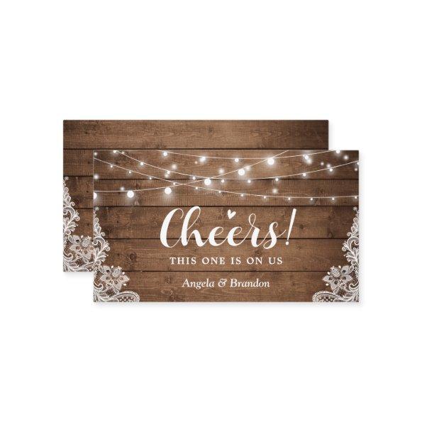 Rustic Country String Lights Drink Ticket Voucher Enclosure