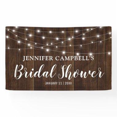 Rustic Country String Lights Wood  Banner