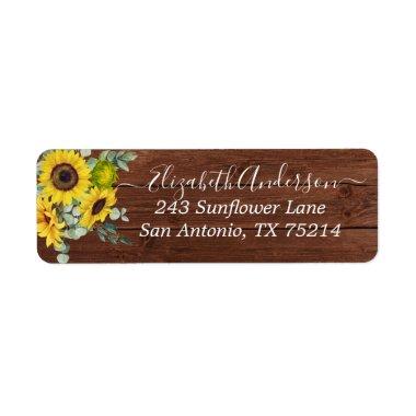 Rustic Country Sunflower Eucalyptus Return Address Label