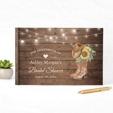 Rustic Country Sunflowers Boots Bridal Shower Guest Book