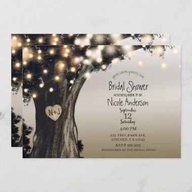 Rustic Country Tree Lights Barn Bridal Shower Invitations
