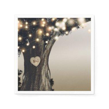 Rustic Country Tree & Lights Modern Barn Wedding Napkins