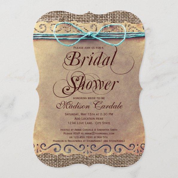 Rustic Country Vintage Bridal Shower Invitations
