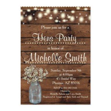 Rustic Country Vintage Wood Hens Party Invitations