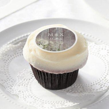 Rustic Country Wedding Monogram Edible Frosting Rounds