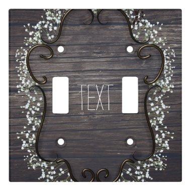 Rustic Country Western Babys Breath & Wood Decor Light Switch Cover