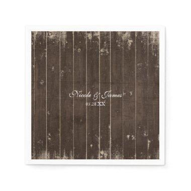 Rustic Country Western Distressed Wood Wedding Napkins