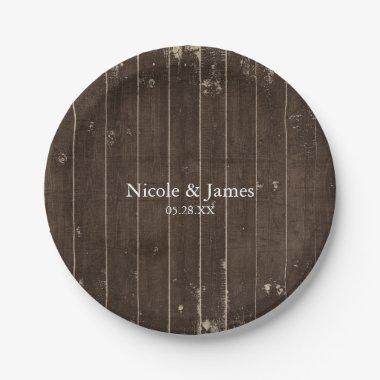Rustic Country Western Wooden Distressed Wood BBQ Paper Plates