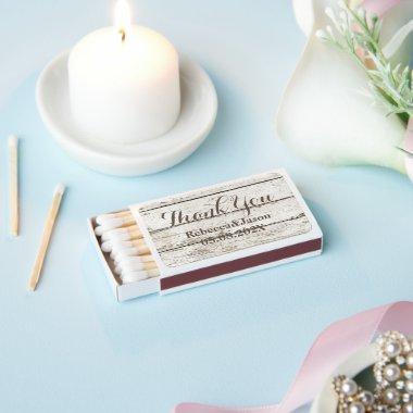 rustic country white wood grain barn wedding favor matchboxes