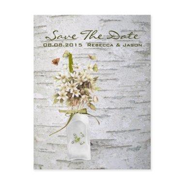 rustic country wildflower white birch wedding announcement post