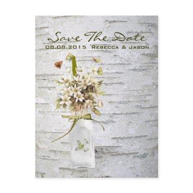 rustic country wildflower white birch wedding announcement postInvitations