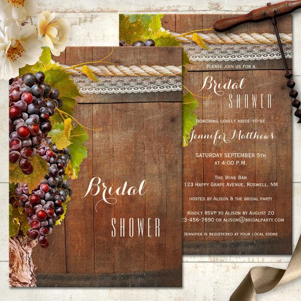 Rustic Country Wine Themed Bridal Shower Invite