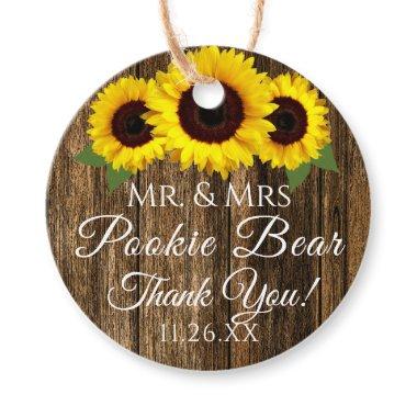 Rustic Country Wood and Sunflowers Wedding Guest Favor Tags