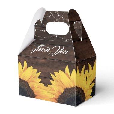 Rustic Country Wood Sunflower Wedding Thank You Favor Boxes