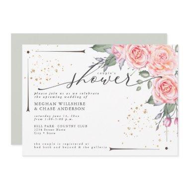 Rustic Couple's Shower Dusty Green Foliage Invitat