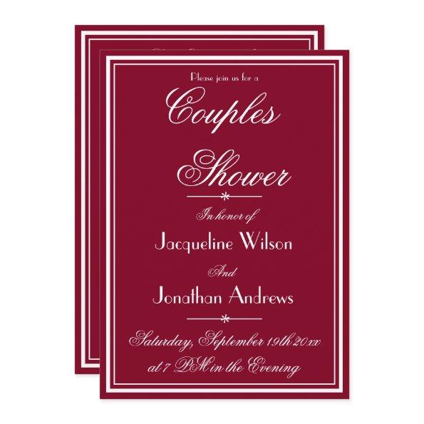 Rustic Couples Shower Name Email RSVP Burgundy Red