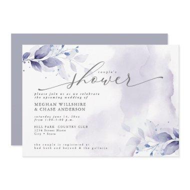 Rustic Couple's Shower Plum Purple Foliage Invitations