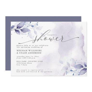 Rustic Couple's Shower Plum Purple Foliage Invitations