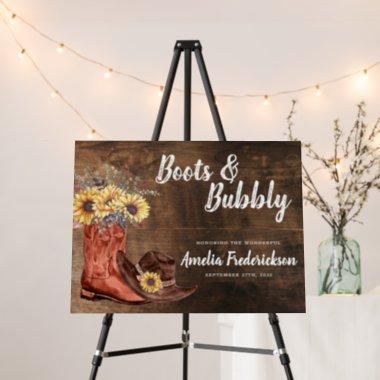 Rustic Cowboy Boots & Bubbly Bridal Shower Sign