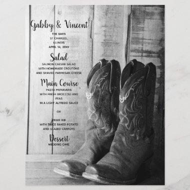 Rustic Cowboy Boots Country Western Wedding Menu