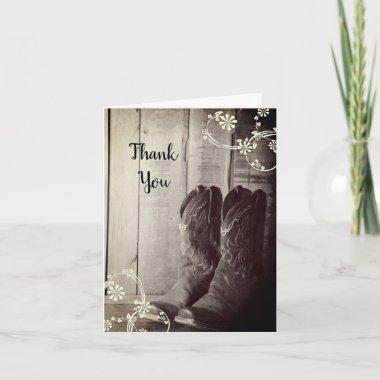 Rustic Cowboy Boots Floral Western Thank You