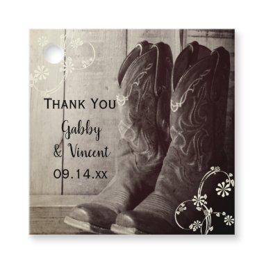Rustic Cowboy Boots Western Floral Wedding Favor Tags