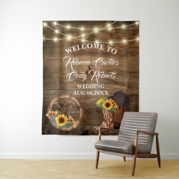 Rustic Cowboy Sunflower Western Wedding Backdrop