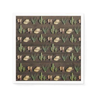 Rustic Cowboy Western Rodeo Wooden Birthday Party Napkins