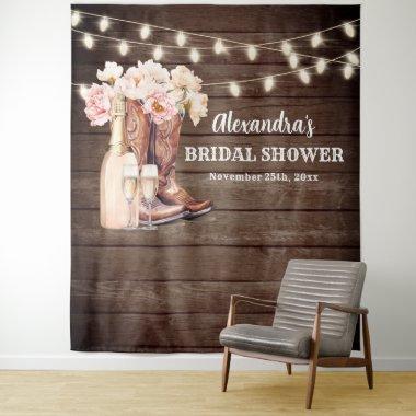 Rustic Cowgirl Boots Bubbly  Backdrop