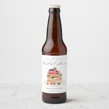Rustic Cute Fruit Pancake Watercolor Bridal Shower Beer Bottle Label