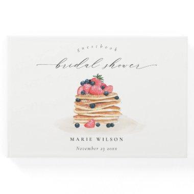Rustic Cute Fruit Pancake Watercolor Bridal Shower Guest Book