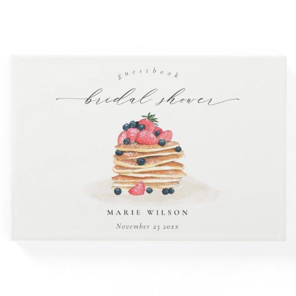Rustic Cute Fruit Pancake Watercolor Bridal Shower Guest Book